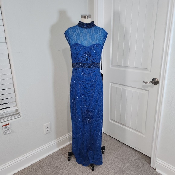 NWT Sue Wong Beaded Blue Gown - Picture 2 of 9
